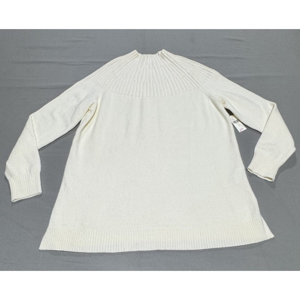 Anthropologie Ivory Ribbed Knit Mock Neck Sweater Womens Large NWT